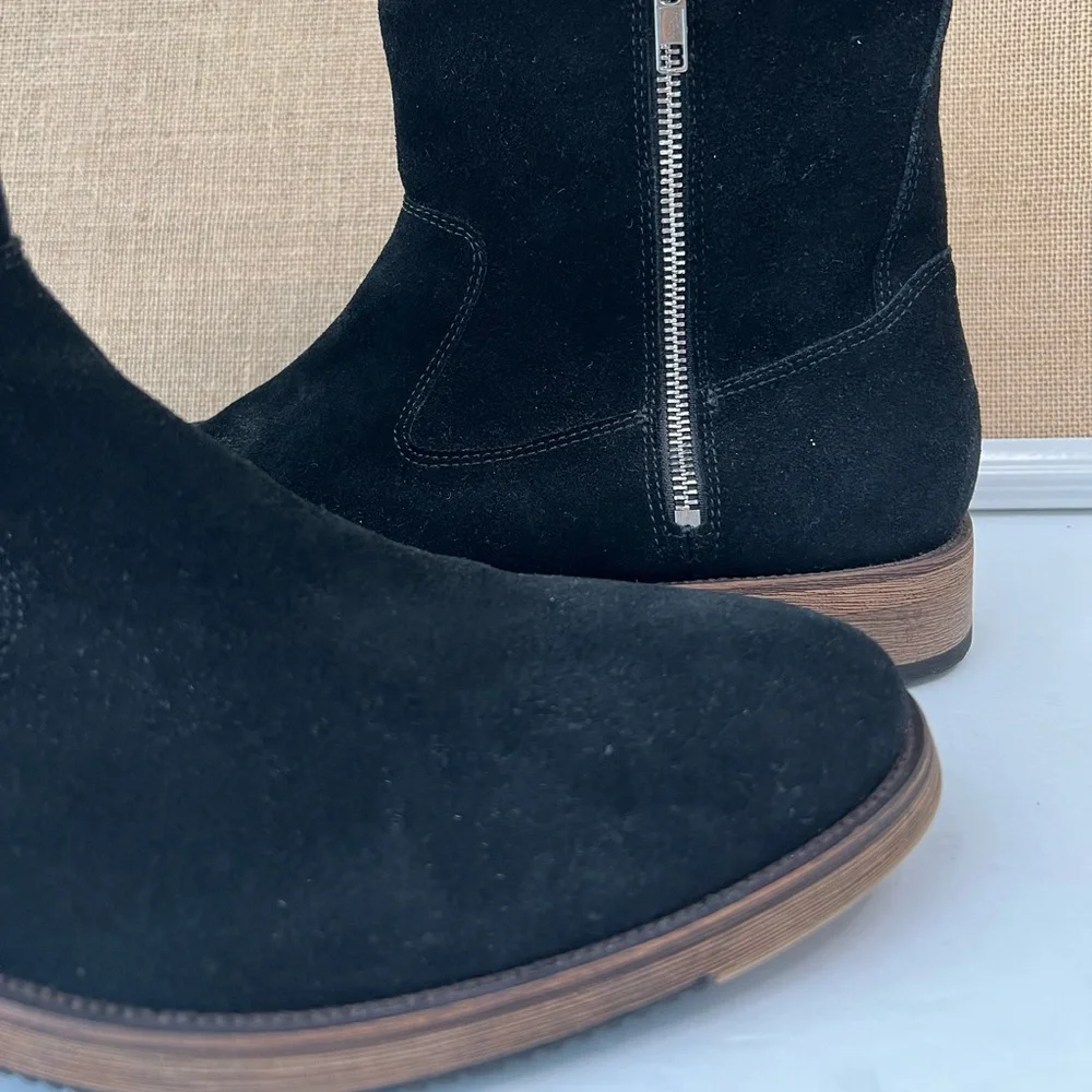 NEW REPUBLIC Men’s Black Suede Twin Zipper Luxury Boots Size 11.5